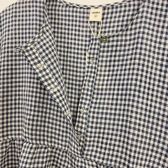 Lintico Caroline Linen Gingham Check Long-Sleeved Top - Picture 5 of 11